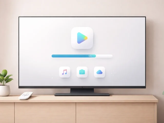 Google TV interface showing app installation and permissions setup on a living room television