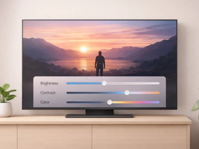 Smart TV picture settings menu showing movie mode, color, and motion adjustments